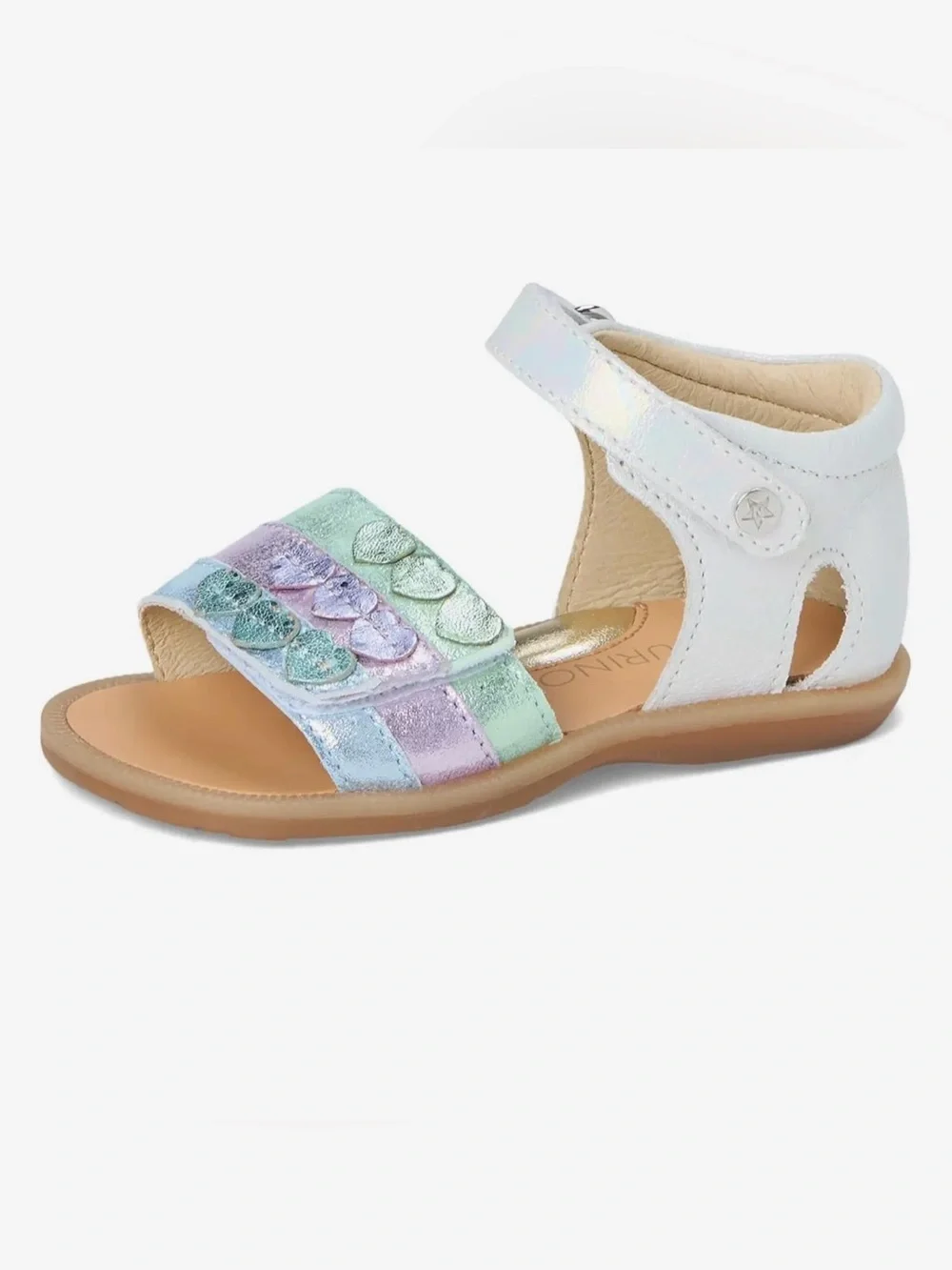 Naturino Axis toddler sandals iridescent hearts leather size 23